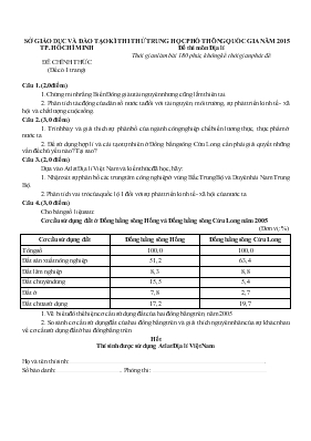 Kì thi thử trung học phổ thông quốc gia năm 2015 đề thi môn địa lí thời gian làm bài 180 phút
